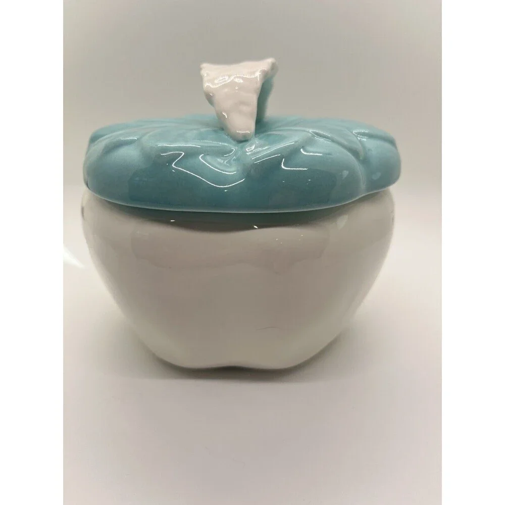 Ceramic Bowl w/Lid for Serving Dips Turquoise Hoenig California Pottery